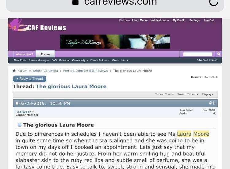 L*MOORE Visiting Terrace Aug. 25-26 Smithers 27
